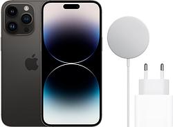 Foto van Apple iphone 14 pro max 256gb space black + magsafe oplaadpakket