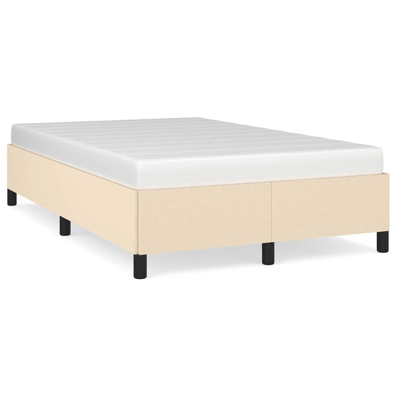 Foto van The living store bedframe - bedframe - 203x123x35 cm - crème stof - multiplex lattenbodem