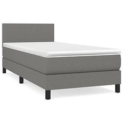 Foto van The living store boxspringbed - donkergrijs - 203 x 90 x 78/88 cm - met verstelbaar hoofdbord - pocketvering matras -