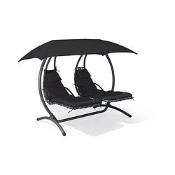 Foto van Feel furniture - dubbele hangende schommel ligstoel met parasol - donkergrijs