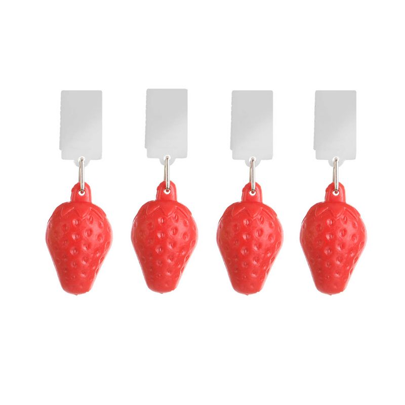 Foto van Tafelkleedgewichten aardbeien - 4x - rood - kunststof - voor tafelkleden en tafelzeilen - tafelkleedgewichten