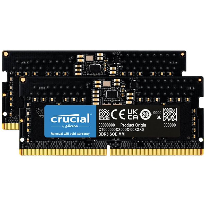 Foto van Crucial ct2k8g48c40s5 werkgeheugenset voor laptop ddr5 16 gb 2 x 8 gb 4800 mhz 262-pins so-dimm cl40 ct2k8g48c40s5