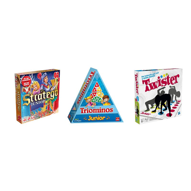 Foto van Spellenbundel - bordspellen - 3 stuks - stratego junior & triominos junior & twister