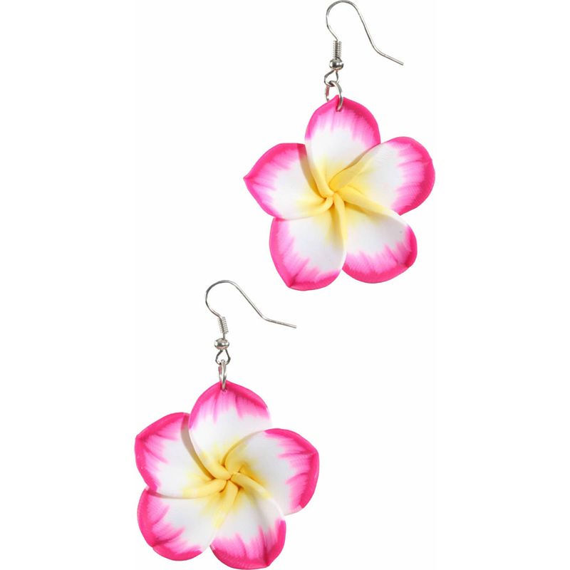 Foto van Roze hawaii bloem oorbellen - verkleedsieraden