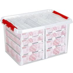 Foto van Sunware q-line kerstballen opbergbox 62l - trays voor 116 kerstballen - transparant/rood