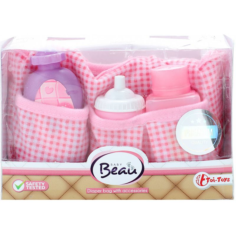 Foto van Toi-toys luiertas beau poppen junior polyester roze 7-delig