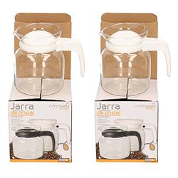 Foto van 2x stuks thee/koffie pot met witte deksel en handvat 0,65 liter - theepotten