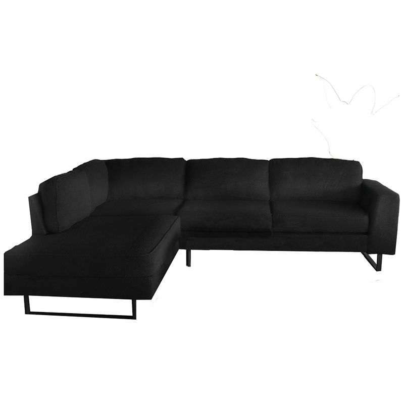 Foto van Hoekbank design puckerto 290cm bank teddy zwart hoek loungebank links bankstel