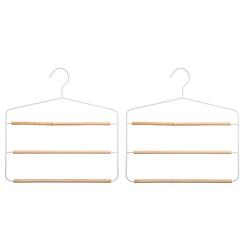 Foto van Set van 2x stuks luxe kledinghanger/broekhanger voor 3 broeken wit 35 x 36 cm - kledinghangers