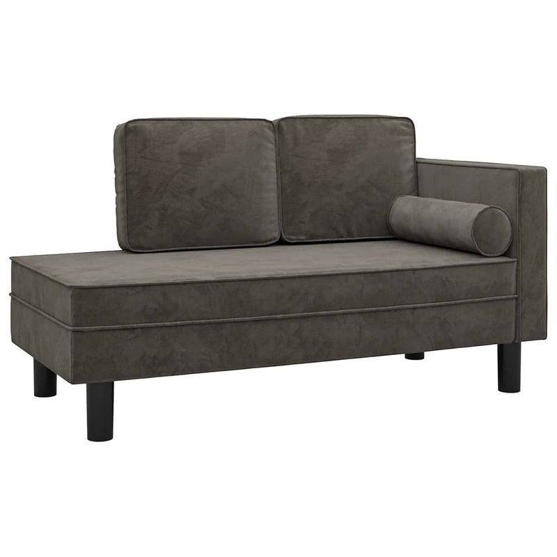 Foto van Vidaxl chaise longue met kussens en bolster fluweel donkergrijs