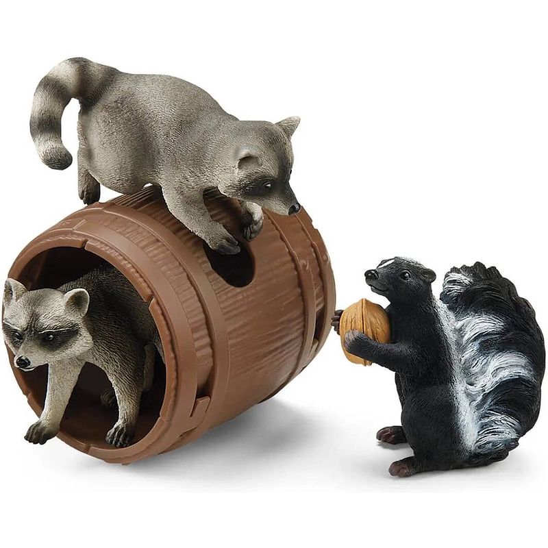 Foto van Schleich wild life wasbeer & stinkdier op zoek naar de noot - 42532