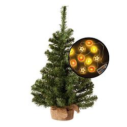 Foto van Mini kerstboom - groen - met sport thema verlichting - h60 cm - kunstkerstboom