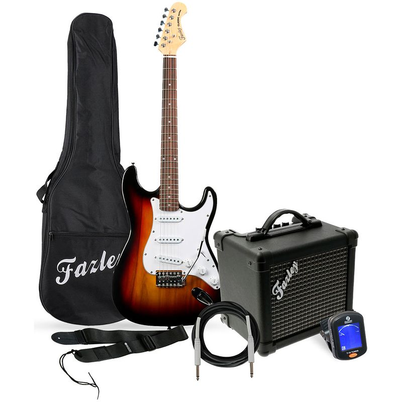 Foto van Fazley fst118 starter pack sunburst elektrische gitaar starterset