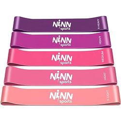Foto van Ninn sports - weerstandsbanden van hoge kwaliteit paars - set van 5 - fitness elastiek -