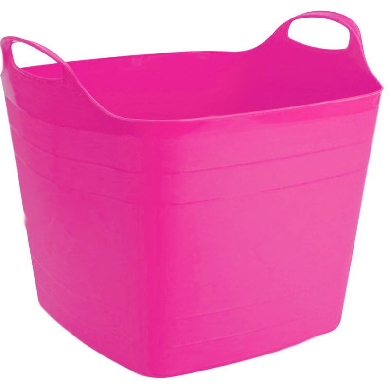 Foto van Flexibele kuip emmer/wasmand vierkant fuchsia roze 40 liter 42 x 42 cm - wasmanden