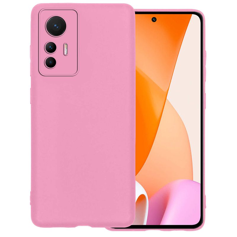 Foto van Basey xiaomi 12 lite hoesje siliconen back cover case - xiaomi 12 lite hoes silicone case hoesje - licht roze