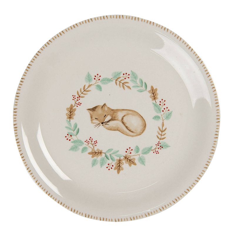 Foto van Clayre & eef servies ontbijtbord fxdp ø 20 cm beige keramiek rond vos