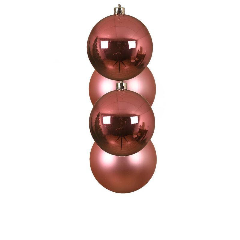 Foto van 4x stuks kunststof kerstballen lippenstift roze 10 cm glans/mat - kerstbal