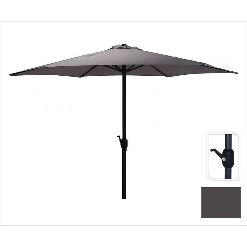 Foto van Parasol antraciet ø300 cm voor tuin en terras met handig opdraaisysteem