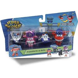 Foto van Super wings pack de 4 beeldjes transform-a-bot - 5 cm - transformables - jet police / paul / kim / dizzy rescue