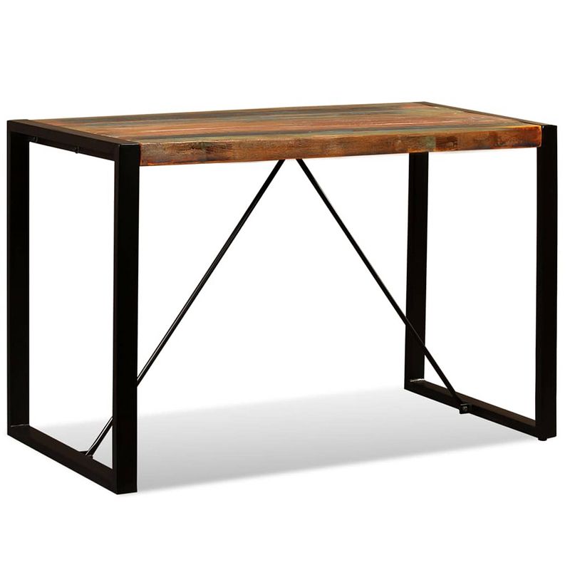 Foto van The living store industriële houten eettafel - 120 x 60 x 76 cm - meerkleurig