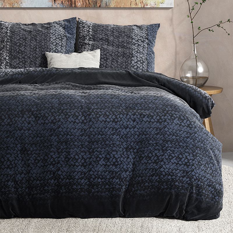 Foto van Dreamhouse bedding gradient knits - blauw - flanel dekbedovertrek 2-persoons (200 x 200/220 cm + 2 kussenslopen) dekbedovertrek