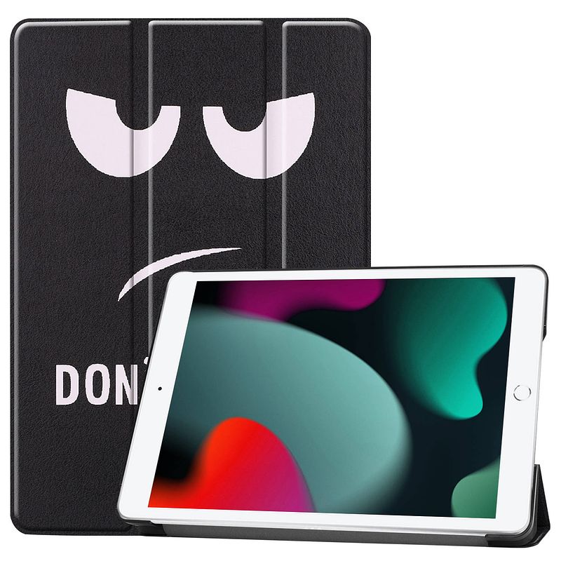 Foto van Basey ipad 10.2 2020 hoes book case hoesje - ipad 10.2 2020 hoesje hard cover case hoes - don'st touch me