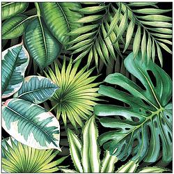Foto van 40x tafel diner/lunch servetten 33 x 33 cm tropische bladeren jungle print - feestservetten