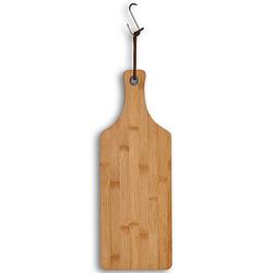 Foto van Bamboe houten snijplank/serveerplank met handvat 44 x 16 cm - snijplanken