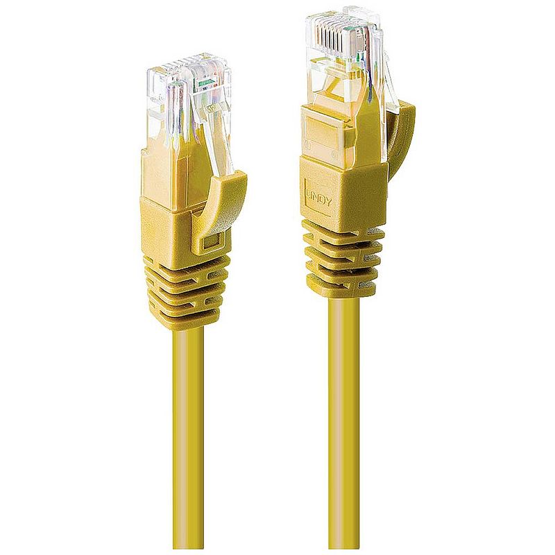 Foto van Lindy 48067 rj45 netwerkkabel, patchkabel cat 6 u/utp 10.00 m geel 1.0 stuk(s)