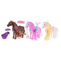 Foto van Toi-toys speelset paarden met accessoires 15 cm multicolor