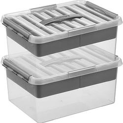 Foto van 2x opberg boxen/opbergdozen tray 15 liter40 x 30 x 18 cm - opbergbox