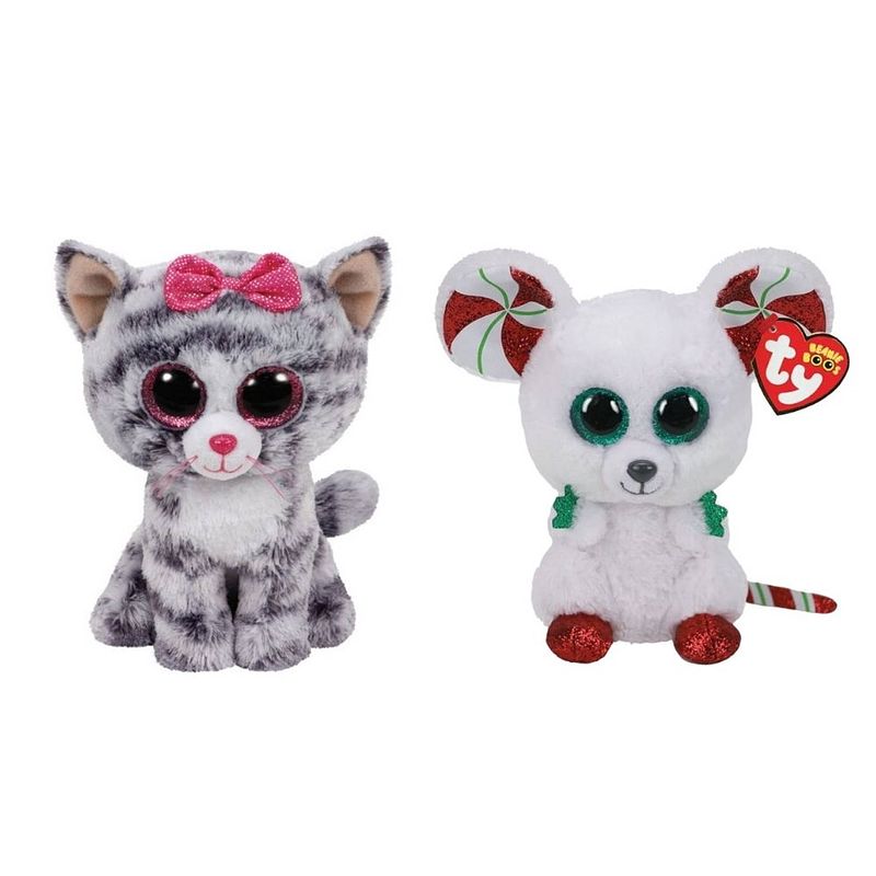 Foto van Ty - knuffel - beanie boo's - kiki cat & christmas mouse