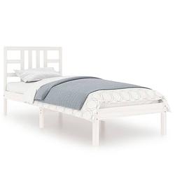 Foto van The living store bedframe grenenhout - klassiek - bed - 205.5 x 95.5 x 31 cm - wit