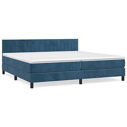 Foto van The living store boxspringbed - donkerblauw fluweel - 203 x 200 x 78/88 cm - pocketvering matras - middelharde