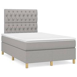 Foto van The living store boxspringbed - lichtgrijs - 203x120x118/128 cm - duurzaam - verstelbaar hoofdbord - pocketvering