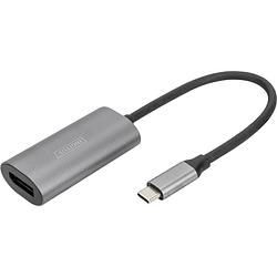 Foto van Digitus da-70824 displayport / usb-c adapter [1x usb-c - 1x displayport bus] zwart afgeschermd, rond 0.2 m