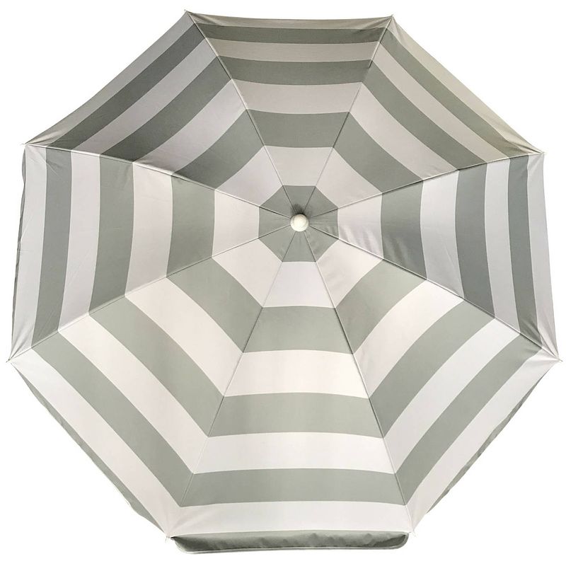 Foto van Parasol - zilver/wit - gestreept - d200 cm - uv-bescherming - incl. draagtas - parasols