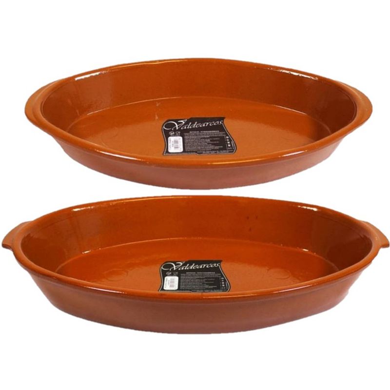 Foto van Set van 2x stuks tapas ovenschalen/serveerschalen terracotta fontein 7 en 5 liter - ovenschalen