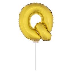 Foto van Gouden opblaas letter ballon q op stokje 41 cm - ballonnen