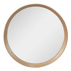 Foto van Haes deco - ronde spiegel - bruin - ø 50x6 cm - hout / glas - wandspiegel, spiegel rond