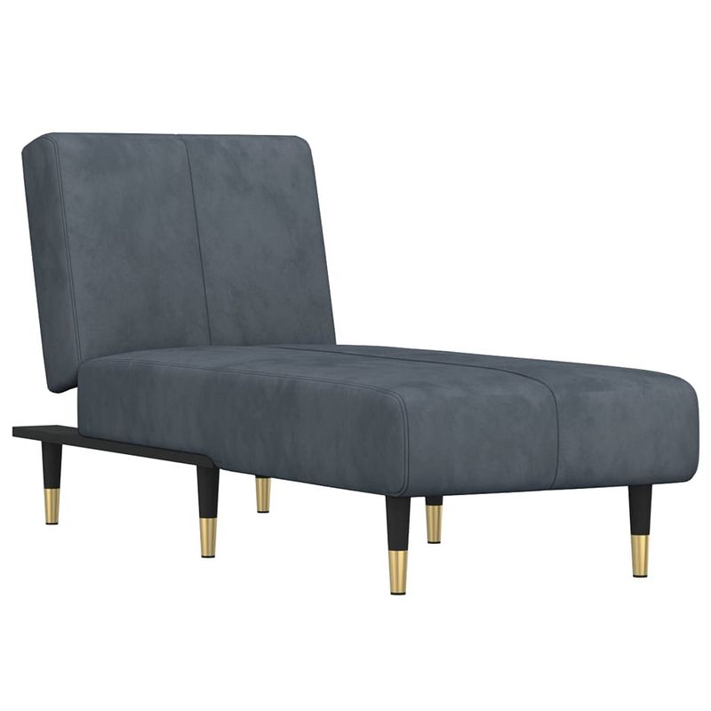 Foto van The living store chaise longue fluweel - donkergrijs - 140x70 cm - verstelbaar