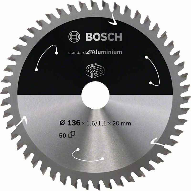 Foto van Bosch accessories bosch 2608837754 cirkelzaagblad 136 x 20 mm aantal tanden: 50 1 stuk(s)