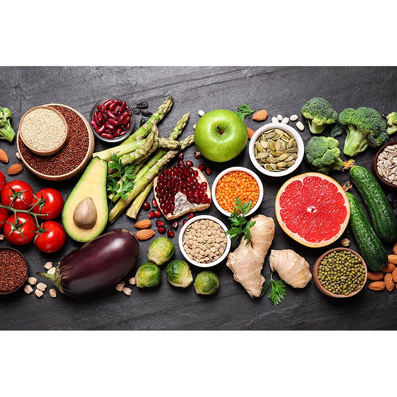 Foto van Inductiebeschermer - fruits and vegetables - 76x52 cm