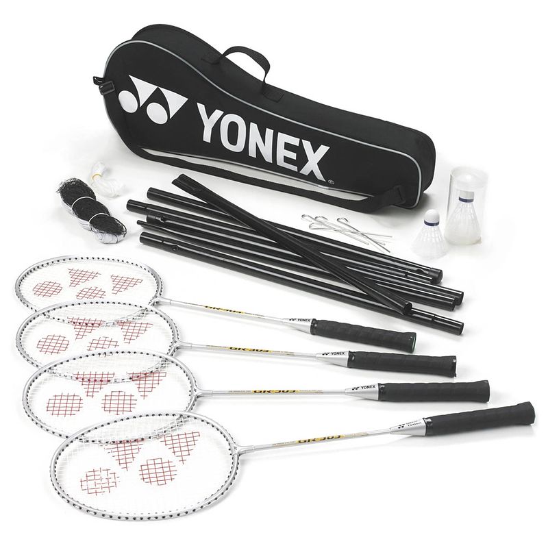 Foto van Yonex badmintonset 4 spelers staal/nylon zwart 15-delig