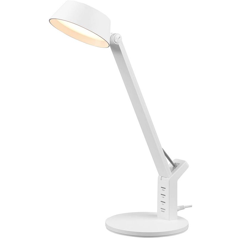 Foto van Led bureaulamp - trion avvan - 5w - aanpasbare kleur - usb oplaadbaar - dimbaar - rond - mat wit - kunststof