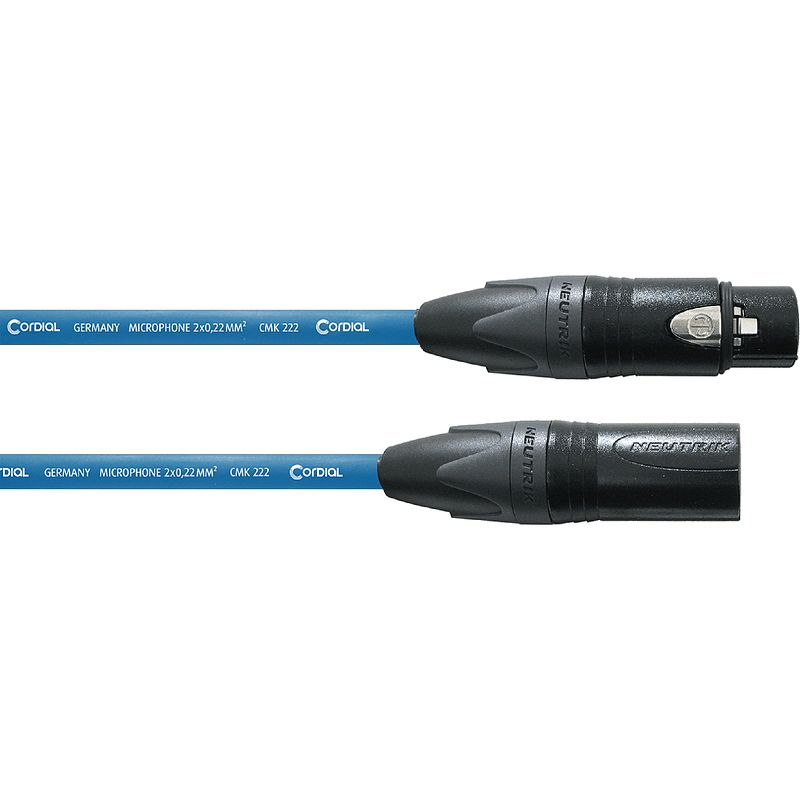 Foto van Cordial cpm10fm-bl blauwe kabel xlr (male) / xlr (female) 10 meter