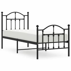 Foto van Vidaxl bedframe met hoofd- en voeteneinde metaal zwart 75x190 cm