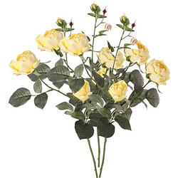 Foto van Top art kunstbloem roos ariana - 3x - geel - 73 cm - kunststof steel - decoratie bloemen - kunstbloemen