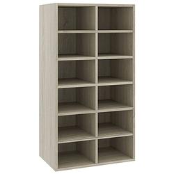 Foto van The living store schoenenrek - sonoma eiken - 54 x 34 x 100.5 cm - met 12 schappen